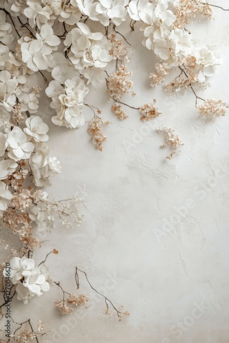 Elegant white flower arrangement against a textured wall for stylish decor