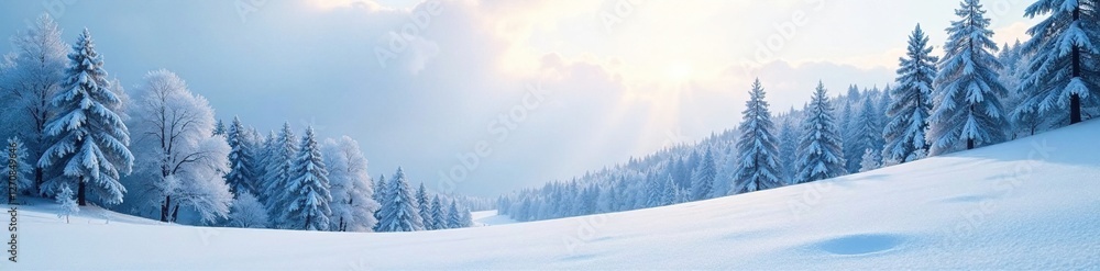 Snowy forest hills with frosty trees and icy terrain, natural scenery, snowy forests, peaceful atmosphere Snowy forest hills with frosty trees and icy terrain, natural scenery, snowy forests, peaceful atmosphere
