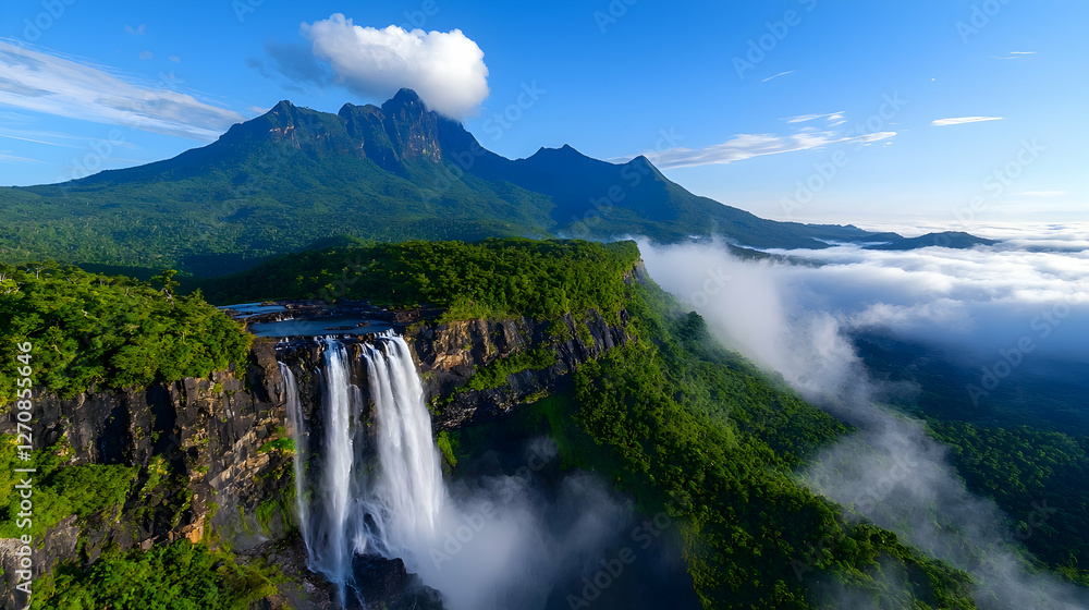Fototapeta premium Majestic Angel Falls Venezuela Aerial View