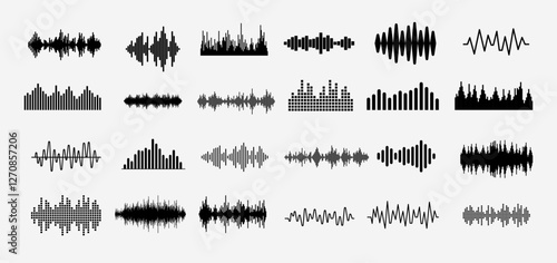 Sound wave vector graphics - Collection of audio graph spectrums and symbols for music, recording, frequency and equaliser