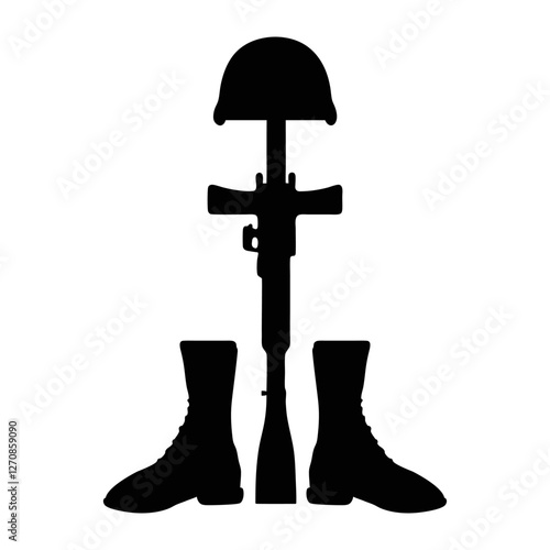 Battlefield cross silhouette illustration isolated on a transparent background