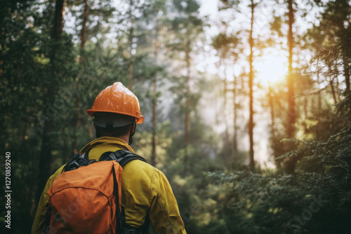 Wallpaper Mural Smoke, flame and firefighter in forest for emergency, disaster management and damage control in bush. Mountain, help and man with fire rescue, volunteer service and courage for nature conservation Torontodigital.ca