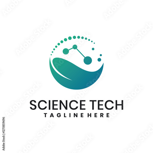 Science and technology logo design with gradient green color scheme