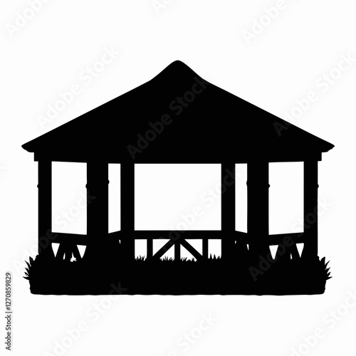 Gazebo silhouette isolated on a white background