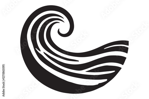 Elegant Wave Curl Silhouette Vector Illustration for Ocean Designs