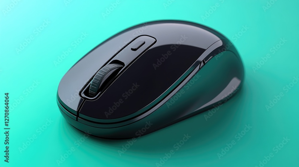 Modern office wireless mouse with a sleek glossy finish, placed on a vibrant green background, showcasing high-end accessories Modern office wireless mouse with a sleek glossy finish, placed on a vibrant green background, showcasing high-end accessories