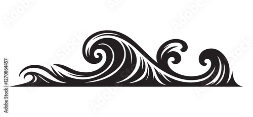Ornamental Wave Silhouette Vector Art for Decorative Water Designs