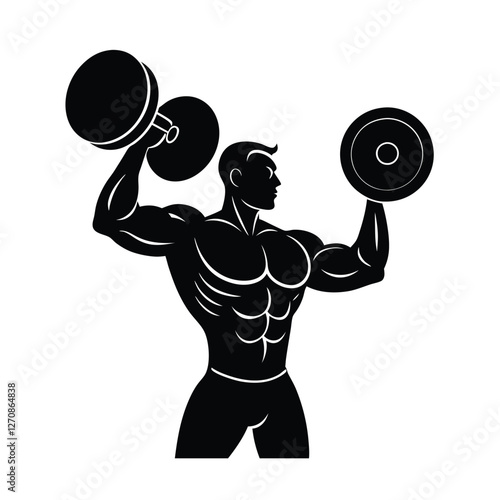silhouette of a man lifting weights