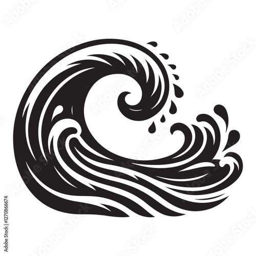 Dramatic Ocean Wave Vector Silhouette Art Powerful and Dynamic Illustration