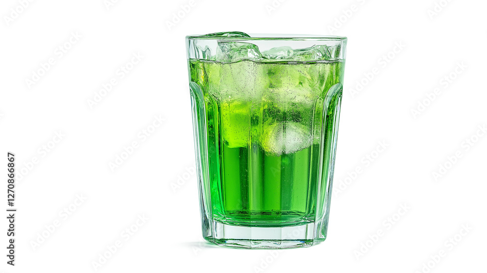 Refreshing Green Drink in a Glass with Ice. Refreshing Green Drink in a Glass with Ice.