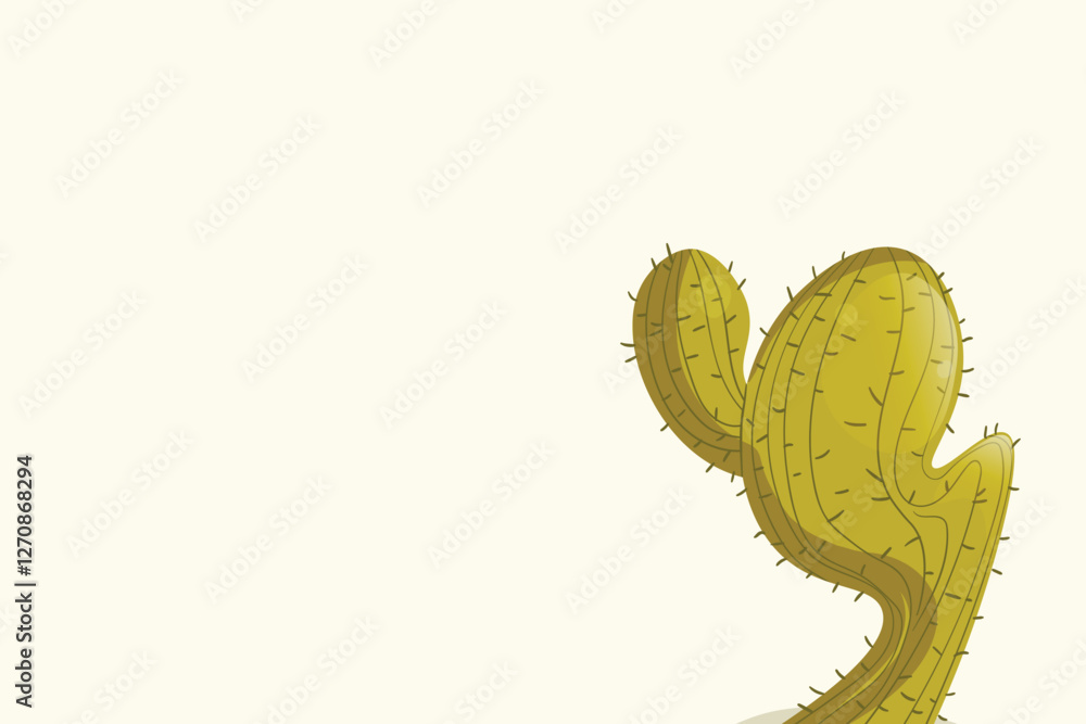 Naklejka premium Tall succulent cactuses with thorns on color background. Vector drawing set illustration for icon, game, packaging, banner. Wild west, western, cowboy concept. Copy spase.