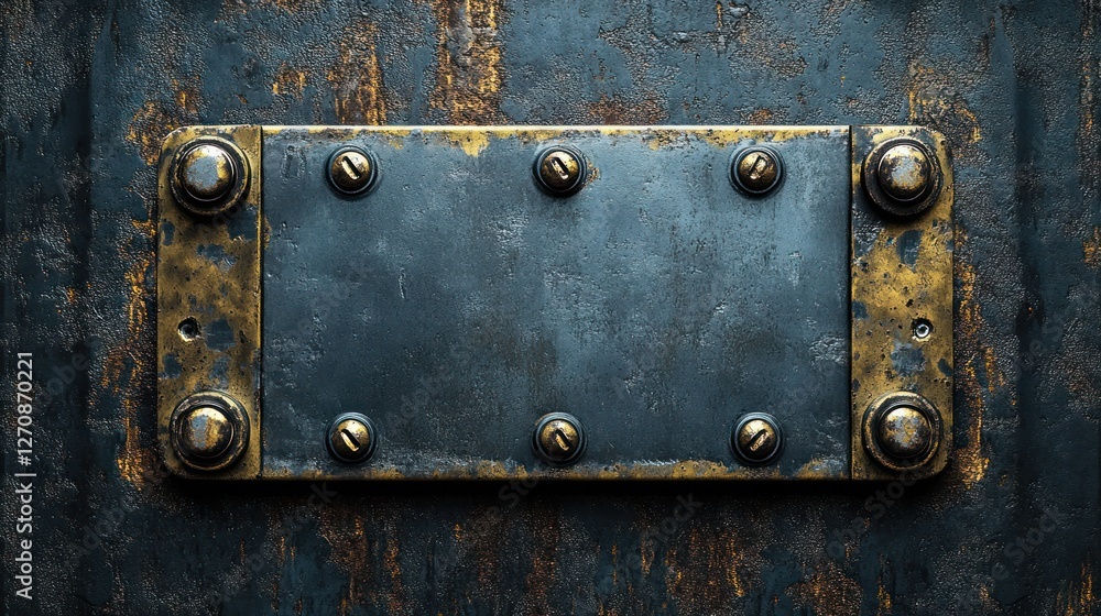 Rusted Metal Plate with Brass Accents Rusted Metal Plate with Brass Accents