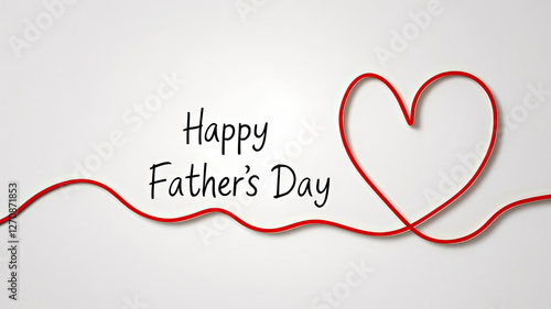 A red wave-like heart shape with the handwritten text 'Happy Father's Day' in the center, creating a heartfelt and festive greeting.
