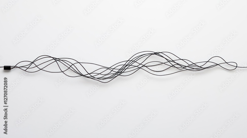Abstract Black Lines Flowing on White Background Abstract Black Lines Flowing on White Background