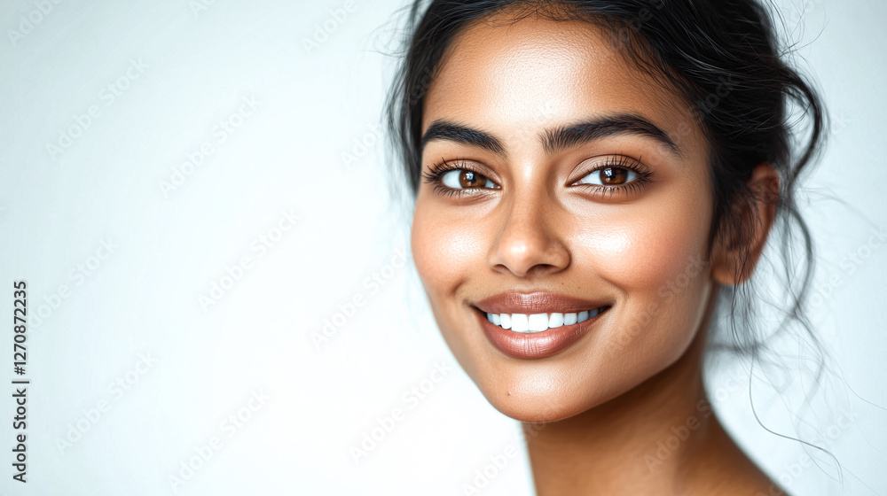 Radiant Indian Woman With Minimal Makeup and Natural Glow Radiant Indian Woman With Minimal Makeup and Natural Glow
