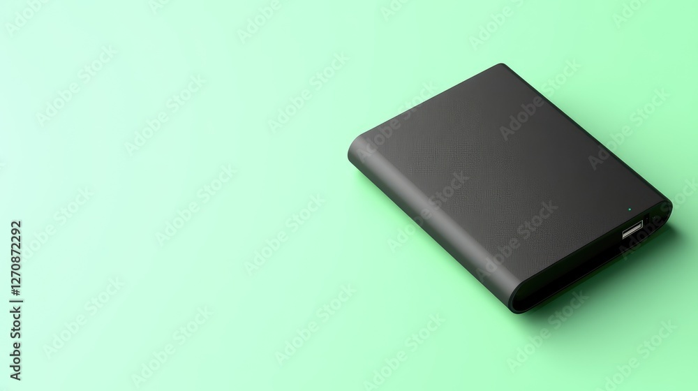 Sleek wireless power bank with fast-charging capabilities, displayed on a green background, representing modern mobile energy solutions Sleek wireless power bank with fast-charging capabilities, displayed on a green background, representing modern mobile energy solutions