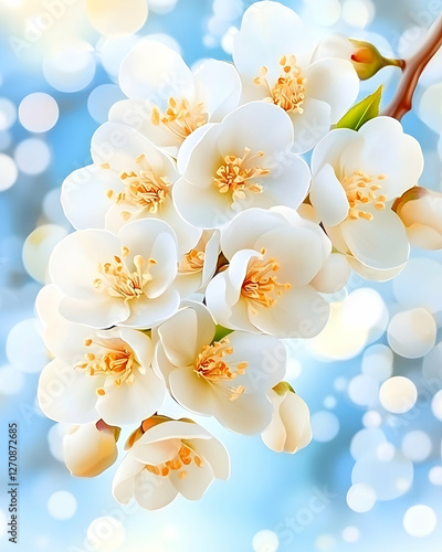 Jasmine flowers blooming with bokeh background, use as natural aroma therapy