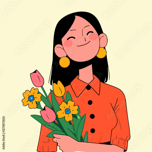 Happy Women's Day. Greeting card. Vector illustration.