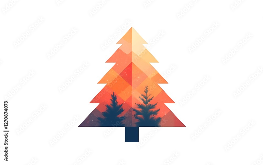 Obraz premium Abstract Christmas tree with forest inside for cards and seasonal graphic design