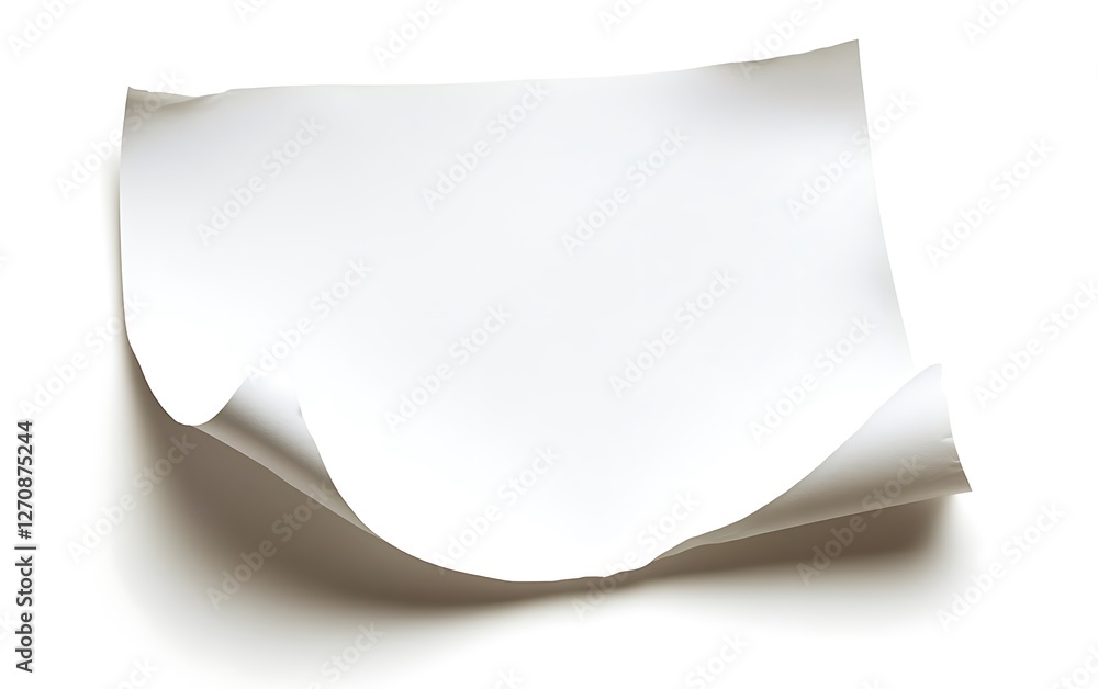Blank sheet of paper, simple, folded, white background, for design, blank document Blank sheet of paper, simple, folded, white background, for design, blank document
