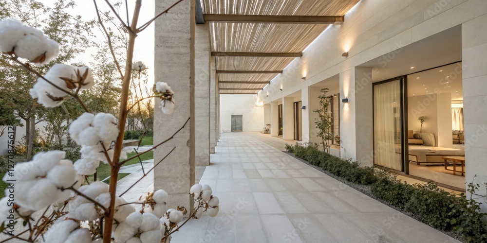 Obraz premium Elegant Architectural Spaces with White Delicate Cotton Texture Background for Modern Design and Interior Photography