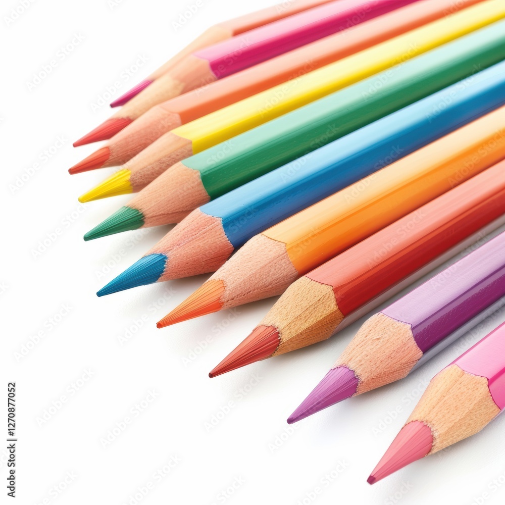 Colorful pencils arranged in a row Colorful pencils arranged in a row