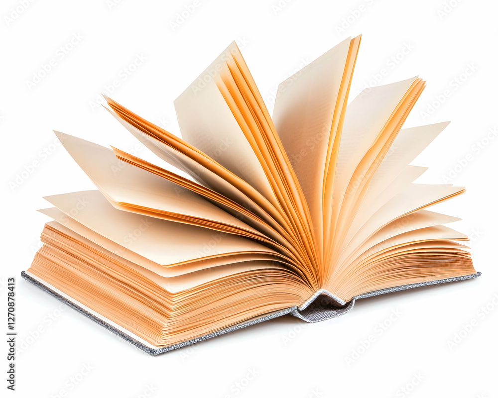 Fototapeta premium Open book with turning pages, education concept, knowledge sharing and learning