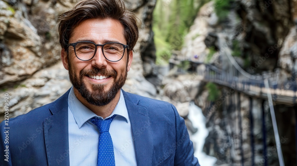 A civil engineer standing proudly in front of a completed bridge project. A civil engineer standing proudly in front of a completed bridge project.