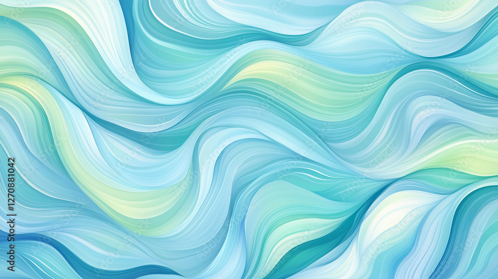 Soft gradients in pastel blue and green, flowing organic shapes resembling waves. Evokes tranquility and wellness for health centers or spas Soft gradients in pastel blue and green, flowing organic shapes resembling waves. Evokes tranquility and wellness for health centers or spas