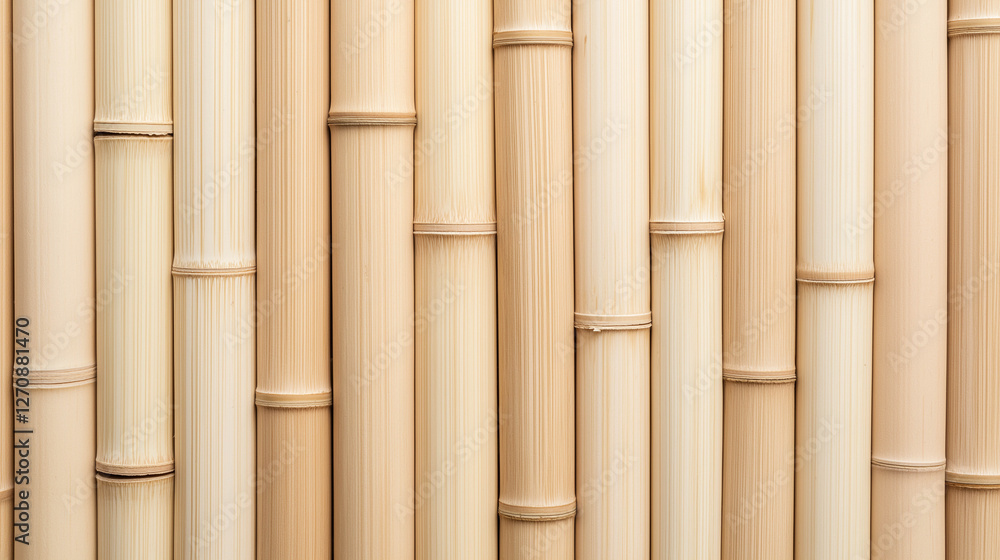 Fototapeta premium Minimalist bamboo wood background with clean, natural texture and warm tones. Ideal for design projects, eco friendly themes, and organic aesthetics