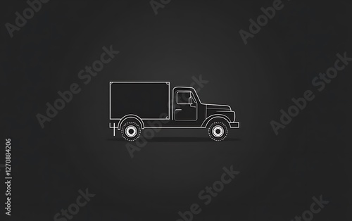 Simple truck silhouette on dark background for transport concept photo