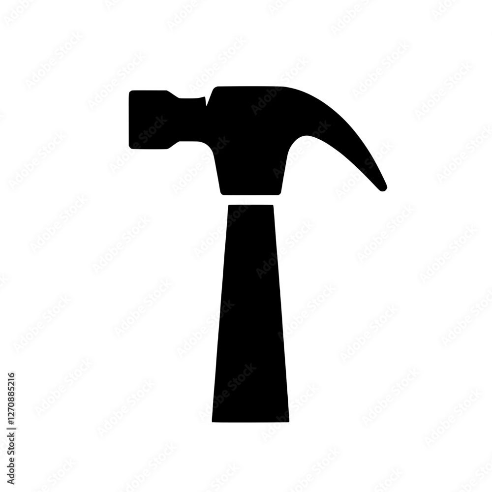 Silhouette of a Hammer: A bold silhouette of a classic hammer against a clean backdrop. Silhouette of a Hammer: A bold silhouette of a classic hammer against a clean backdrop.