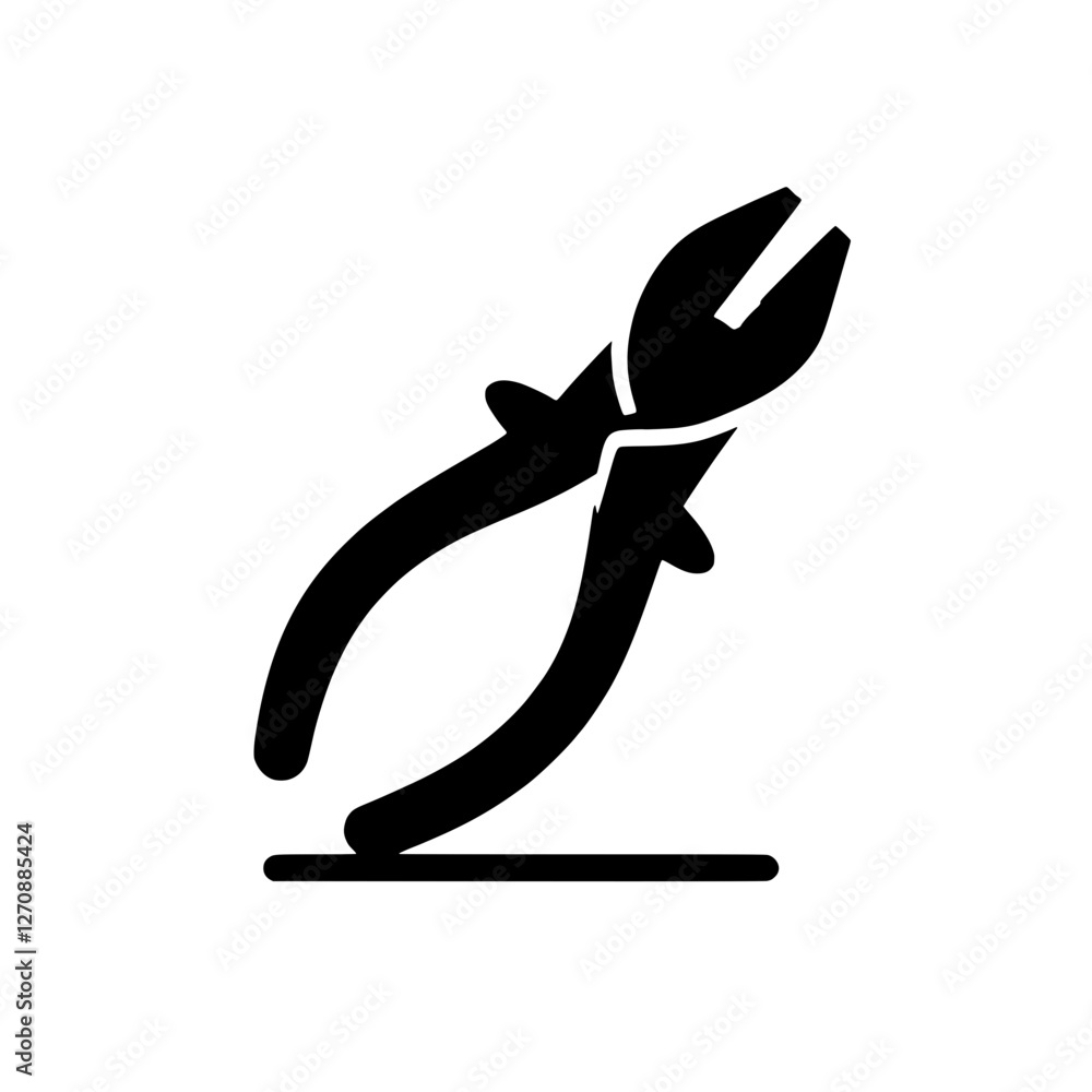Tool Icon: A sleek, black silhouette of a plier icon, perfectly suited for digital projects, DIY, and design. Tool Icon: A sleek, black silhouette of a plier icon, perfectly suited for digital projects, DIY, and design.