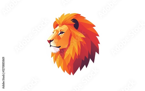 Geometric lion head profile, abstract wildlife illustration, suitable for nature or animal-themed designs