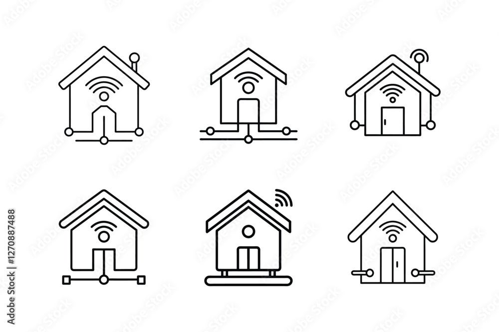 Fototapeta premium smart home hub icon line art vector illustration