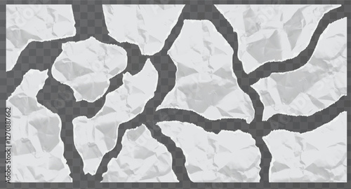 Collection of paper pieces with wrinkles and torn edges. Realistic torn or ripped paper. Torn notebook page or scrap note with damaged border. Vector illustration