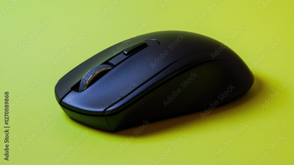 Wireless mouse with side scroll and customizable DPI, displayed on a bright green backdrop, symbolizing productivity tools Wireless mouse with side scroll and customizable DPI, displayed on a bright green backdrop, symbolizing productivity tools