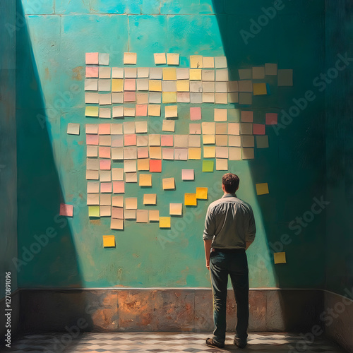 Sticky Note Attached to a Wall – Simple and Minimalist Scene