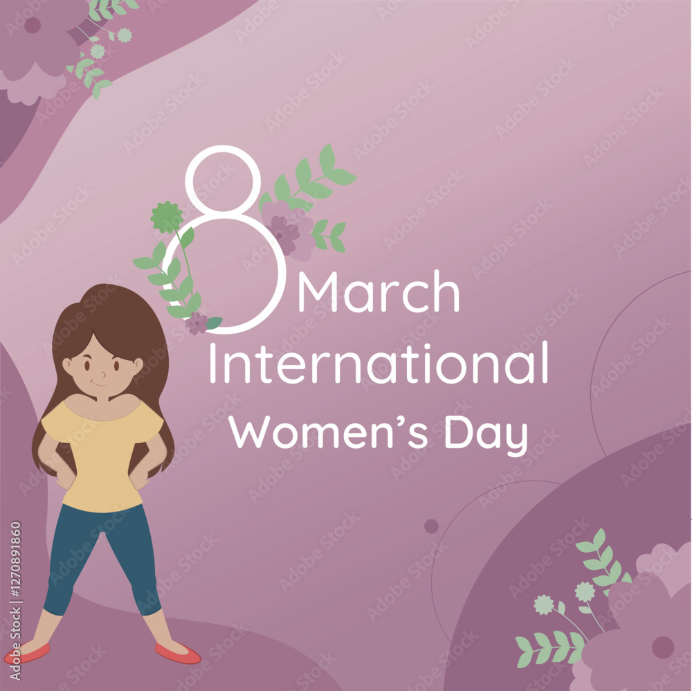 women's day vector art with floral theme and pink tones women's day vector art with floral theme and pink tones