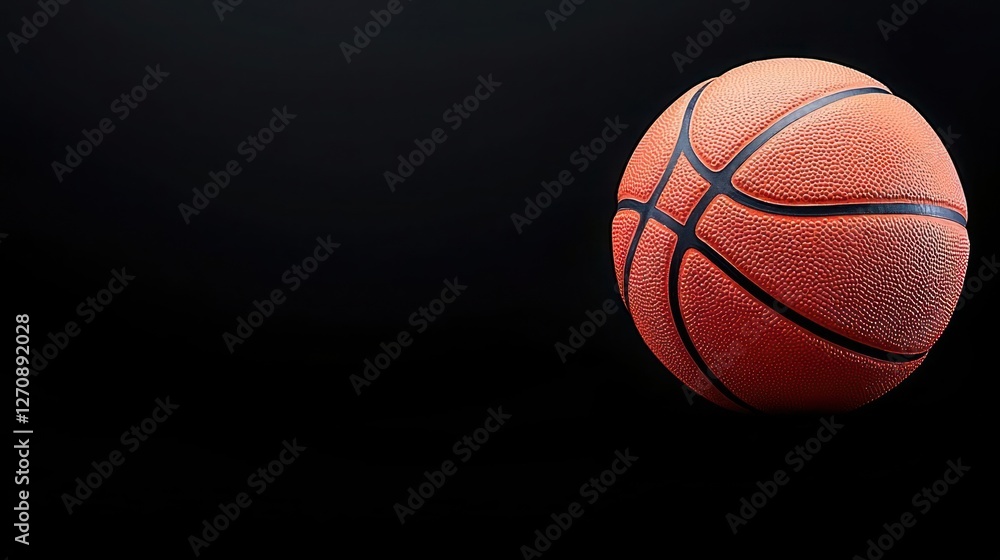 Obraz premium Orange Basketball on Black Background