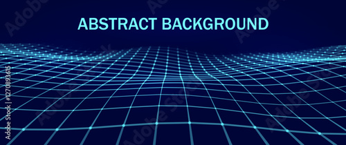 Vector perspective grid with lines. Futuristic vector illustration.
