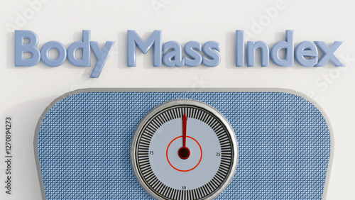 Fotografia A 3d rendering of weighing scale with Body Mass Index or BIM emphasizing the importance of Body Mass Index in assessing health and weight