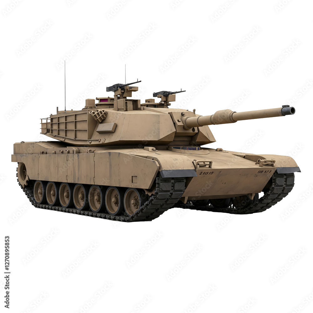 Modern upgraded tank on a transparent background Modern upgraded tank on a transparent background