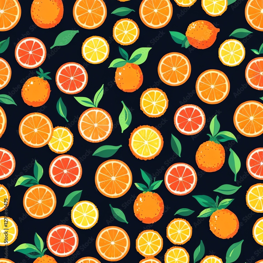 Vibrant Citrus Fruit Seamless Pattern: Oranges, Grapefruits, Lemons Vibrant Citrus Fruit Seamless Pattern: Oranges, Grapefruits, Lemons
