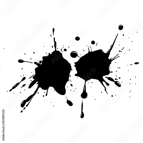 Black ink blots vector isolated on white background