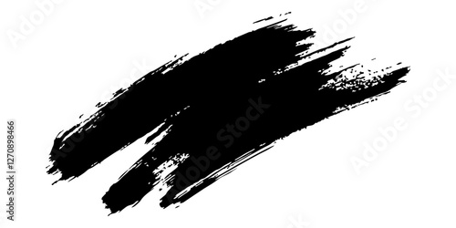 Black ink brush stroke vector shape on a white background