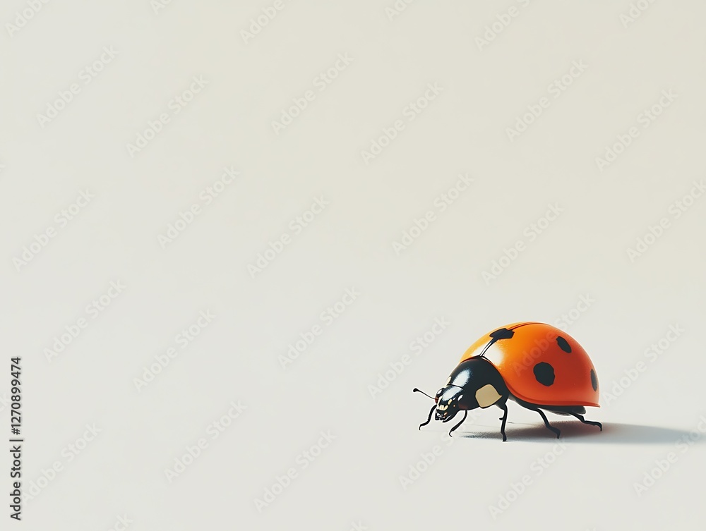 Naklejka premium Ladybug crawling on a light surface macro photography natural environment close-up view