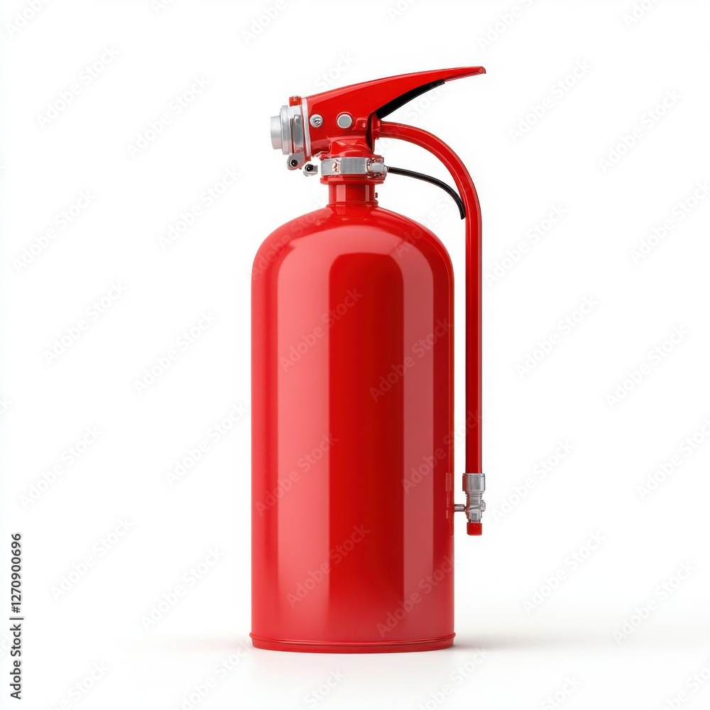 Bright Red Fire Extinguisher Ready for Use in Emergency Situations and Safety Measures in Indoor Environments Bright Red Fire Extinguisher Ready for Use in Emergency Situations and Safety Measures in Indoor Environments