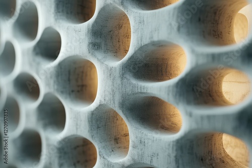 Intricate Close-Up of Textured Wall with Hollow Circular Patterns