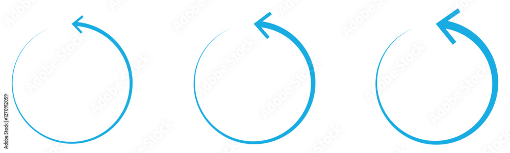 Refresh icon set. Reload icon vector. circular arrow , refresh, reload. Set of circle arrows rotating on white background. Blue refresh arrow icon vector Refresh icon set. Reload icon vector. circular arrow , refresh, reload. Set of circle arrows rotating on white background. Blue refresh arrow icon vector